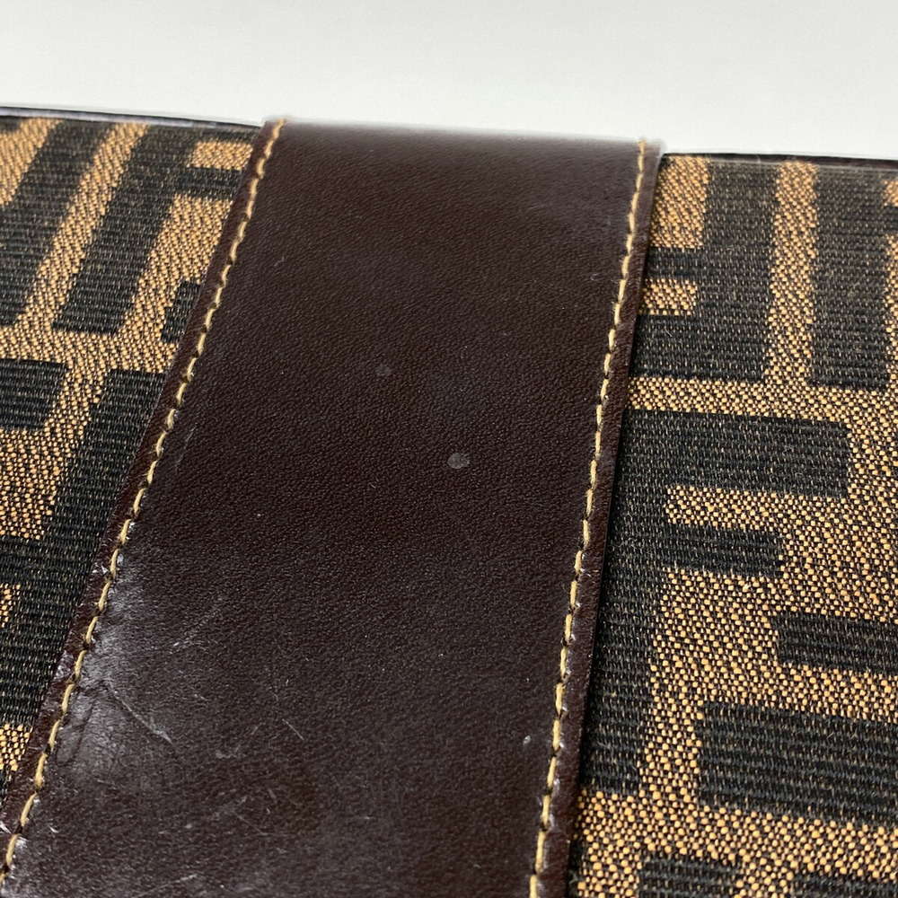 Fendi Zucca Vanity Bag Shoulder Handbag Cosmetic Clutch Canvas Brown - Picture 7 of 7